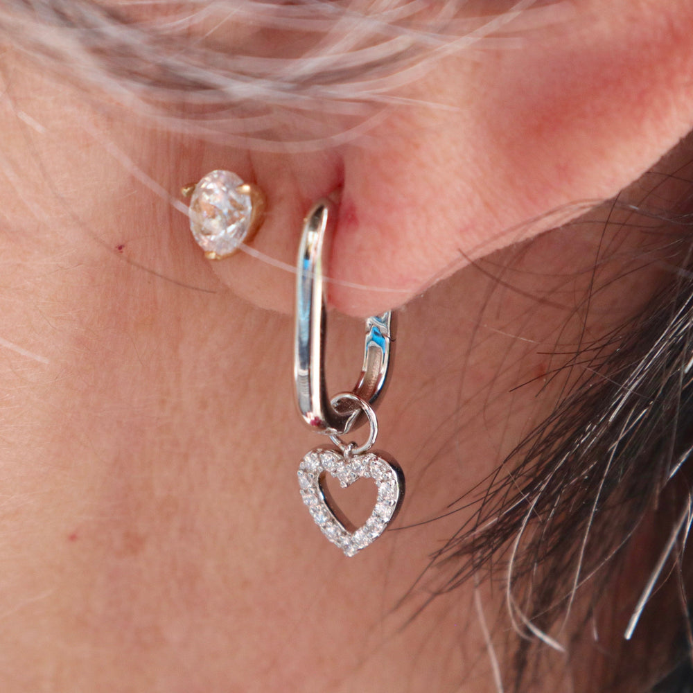 Sterling Silver Heart Huggie Earrings
