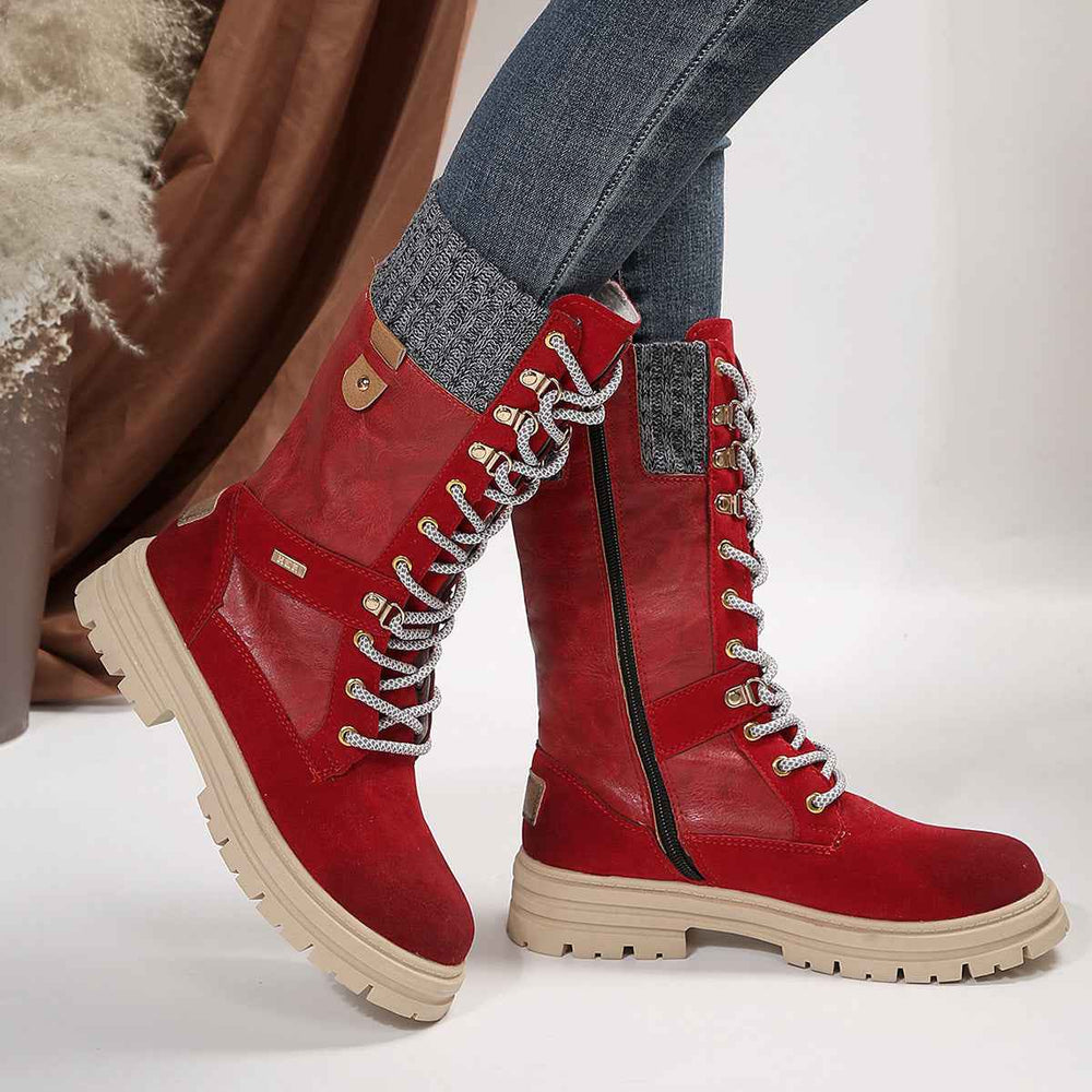 Bottes décontractées mi-mollet pour femmes – Style mode à talon bas en similicuir