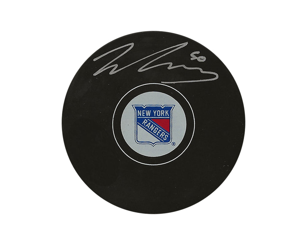 Palet de hockey autographe des Rangers de New York, signé Will Cuylle