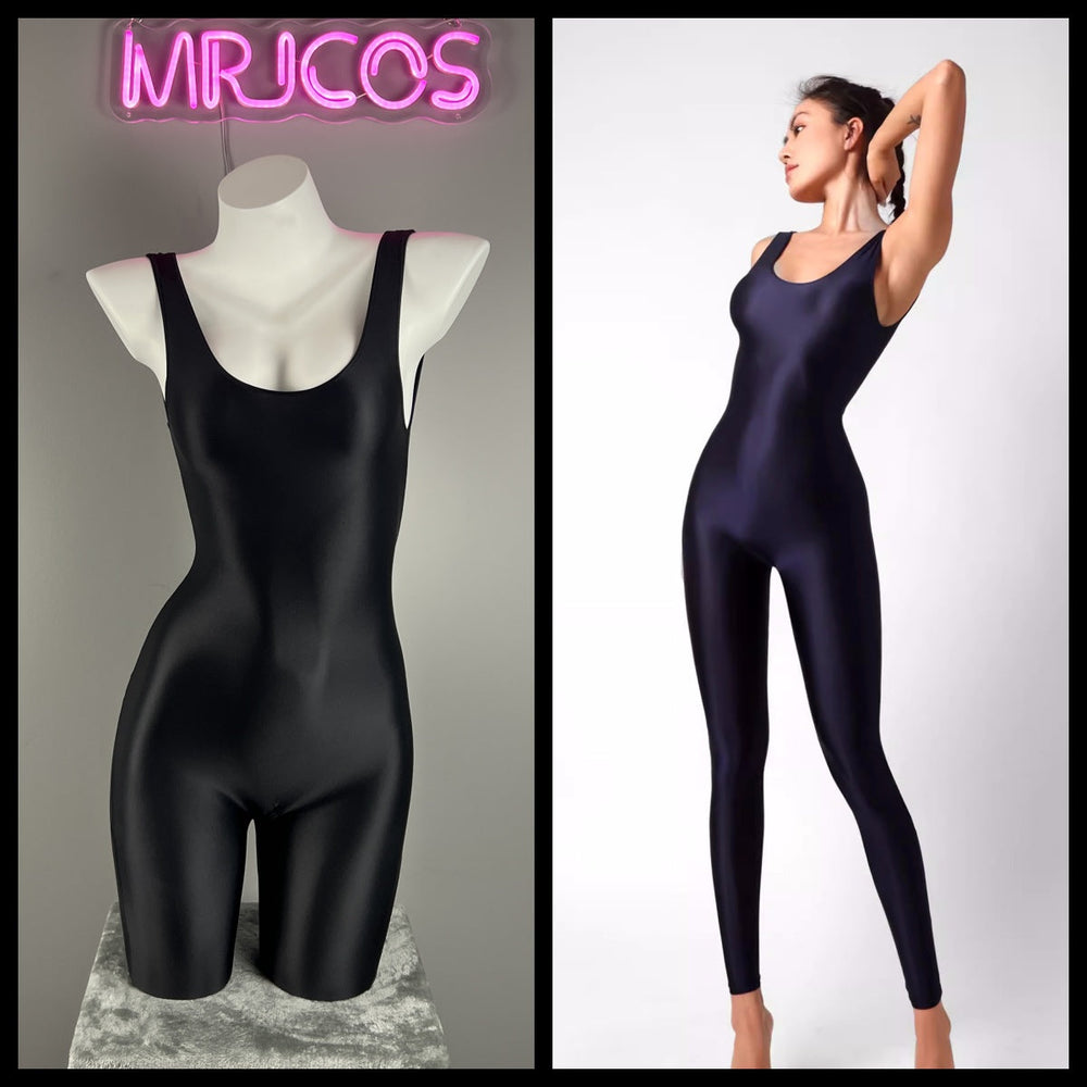 Sleeveless Sheer Spandex Bodysuit Glossy Silky Spandex Yoga Suit Lingerie
