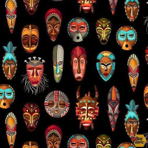 Michael Miller - Kenya - Indigenous Masks - CX9986-BLAC-D