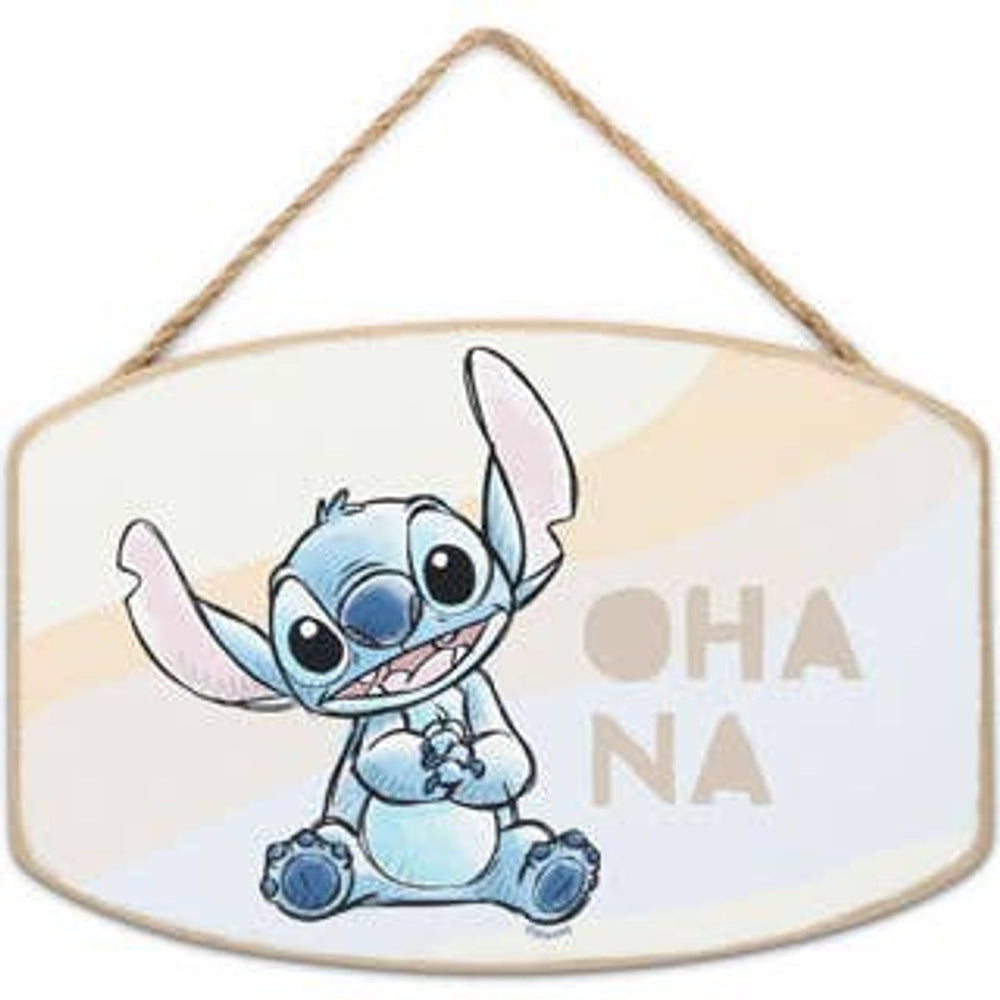 Décoration murale suspendue en bois Lilo & Stitch Ohana Pastel de Disney
