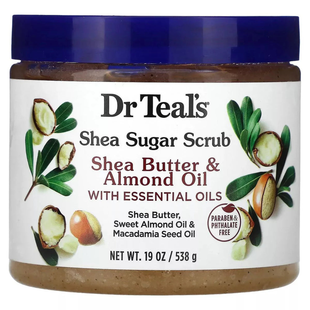 DR TEAL'S Gommage Sucré au Karité, Beurre de Karité et Huile d'Amande avec Huiles Essentielles 19 oz