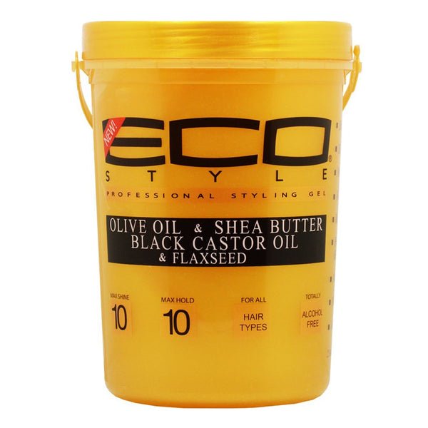 Gel Coiffant Éco Or Huile d'Olive et Beurre de Karité Huile de Ricin Noire et Lin 5lbs
