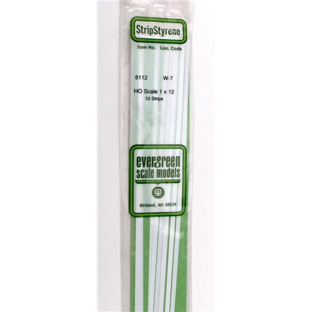Evergreen Scale Models 8112 Bande de styrène .011 x .135" (0,28 x 3,43 mm) 10 bandes NIB