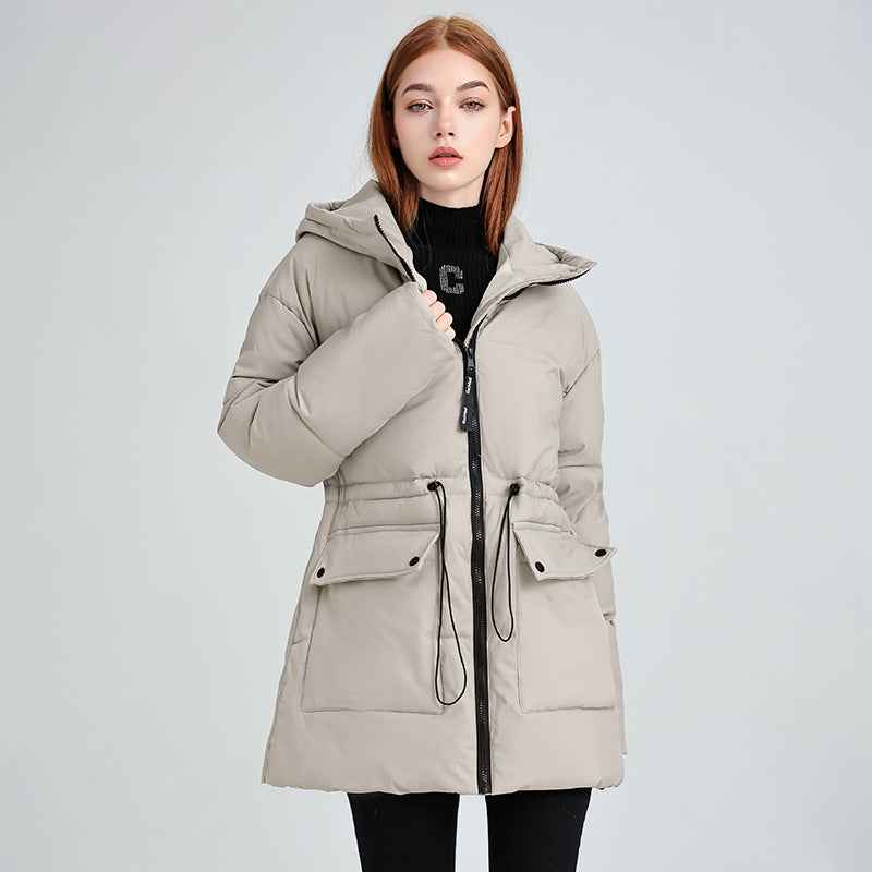 Manteau matelassé polyvalent à capuchon pour femmes en coton
