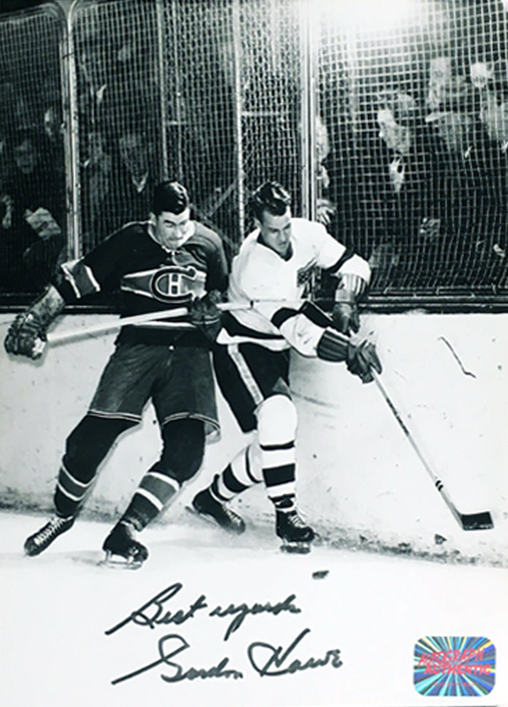 PHOTO SÉPIA 5" X 7" AUTOGRAPHIÉE PAR GORDIE HOWE – OBJET DE COLLECTION VINTAGE DE HOCKEY DES RED WINGS DE DÉTROIT