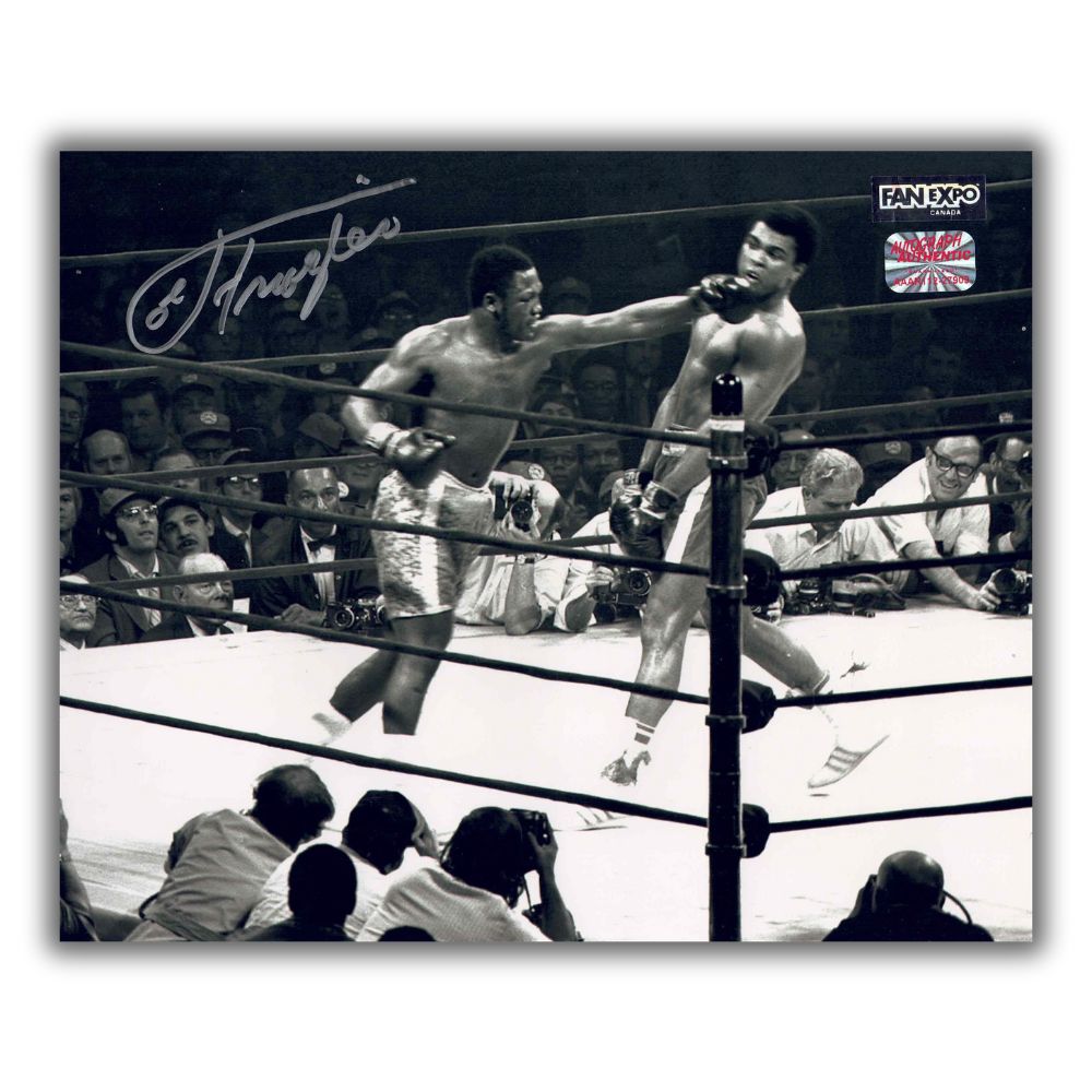 MUHAMMAD ALI & AUTOGRAPHED BY JOE FRAZIER 8X10 BOXING PHOTOGRAPH HAND SIGNED HEAVYWEIGHT FIGHT IMAGE