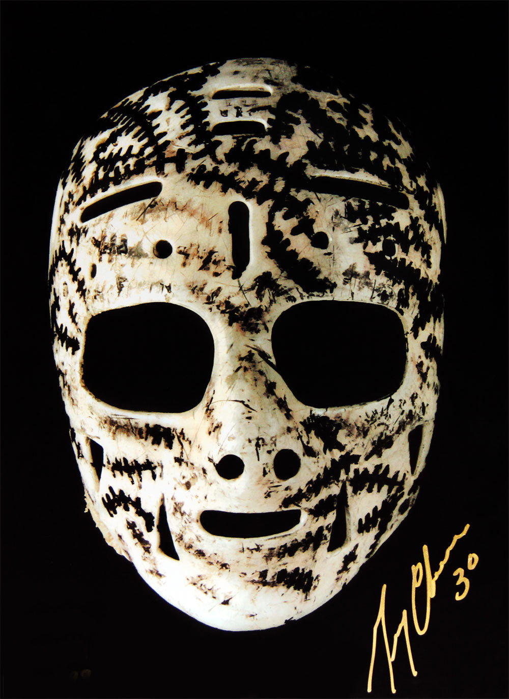 GERRY CHEEVERS LE MASQUE PHOTOGRAPHIE AUTOGRAPHIÉE 25 X 38 CM – SOUVENIR DE GARDIEN DE BUT DES BOSTON BRUINS NHL SIGNÉ ET DE COLLECTION (25 X 38 CM)
