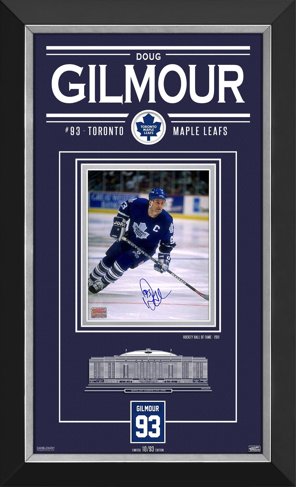 PHOTO SIGNÉE DE DOUG GILMOUR – ÉDITION LIMITÉE DE 93 – OBJET DE COLLECTION NHL DES TORONTO MAPLE LEAFS (32" X 19")