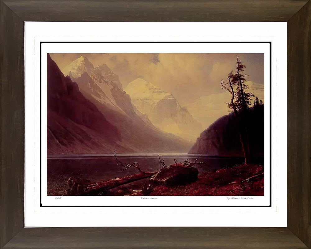 ALBERT BIERSTADT "LAC LOUISE" – IMPRESSION ENCADRÉE DE L'ÉCOLE DE L'HUDSON (76 CM X 61 CM)