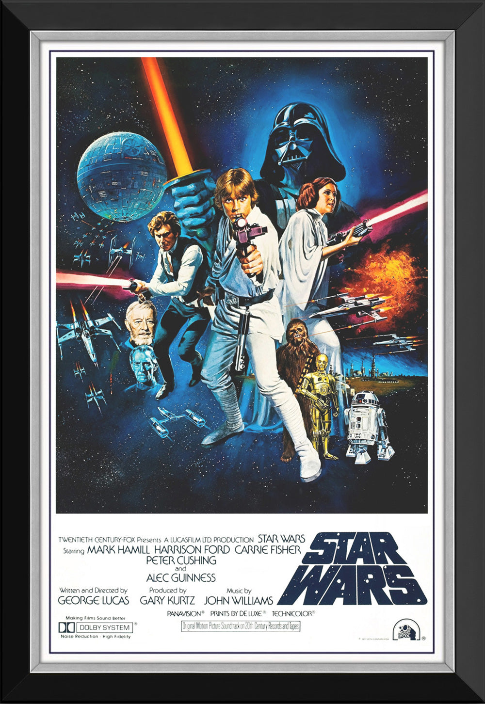STAR WARS EPISODE IV A NEW HOPE VERTICAL BLASTERS FRAMED POSTER PRINT WALL ART COLLECTIBLE (33.5" X 23.5")