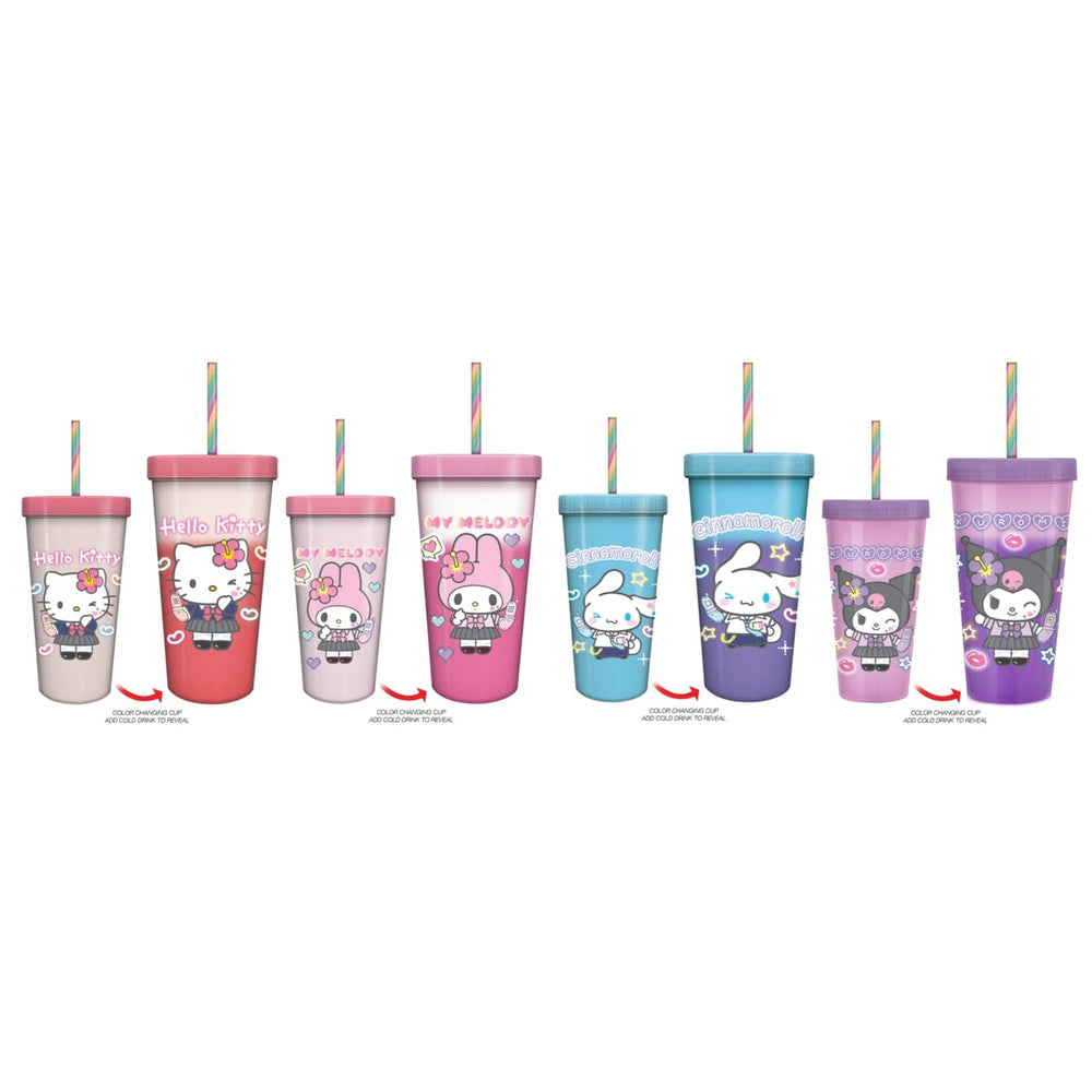 Ensemble de 4 gobelets Hello Kitty Kogyaru 90s changeant de couleur, 24oz