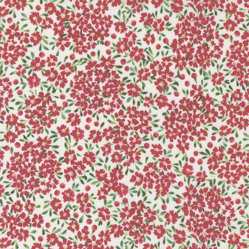 Comfort & Joy par Laura Muir de Create Joy Project pour Moda - Fleur rouge sur fond blanc