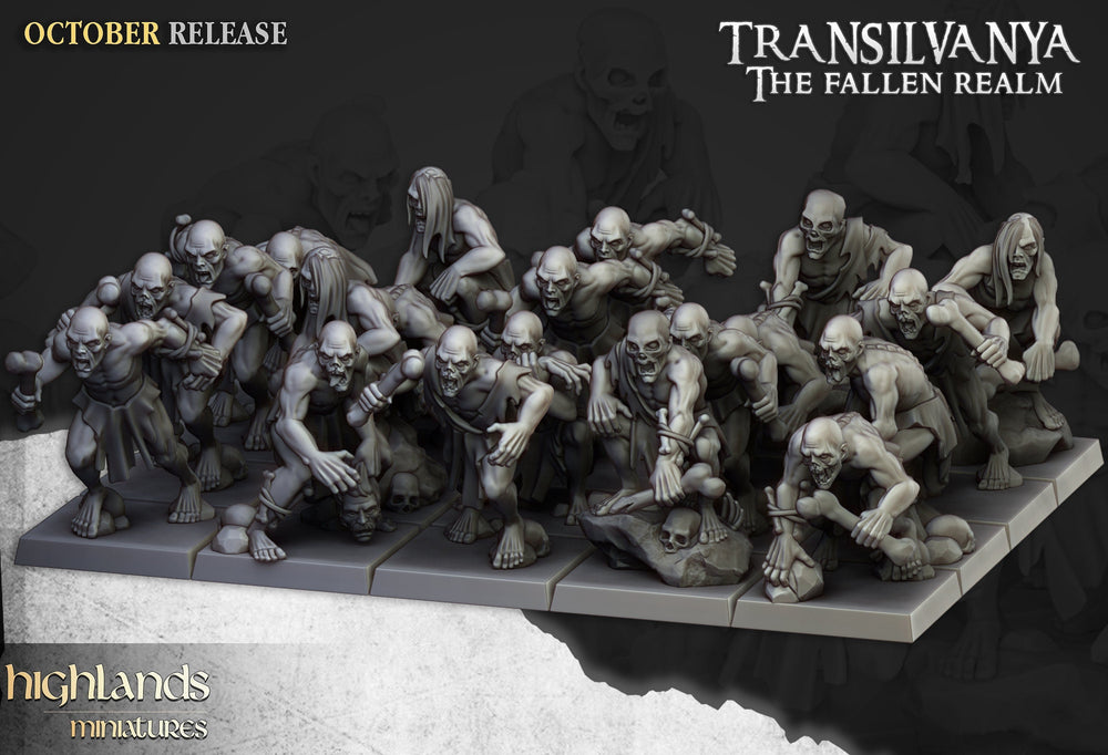 Ghoul Set - Highland Miniatures | DnD | Undead | Zombie | 32mm | Pathfinder | Graveyard | TTRPG | Wargaming | Frostgrave | Transylvania