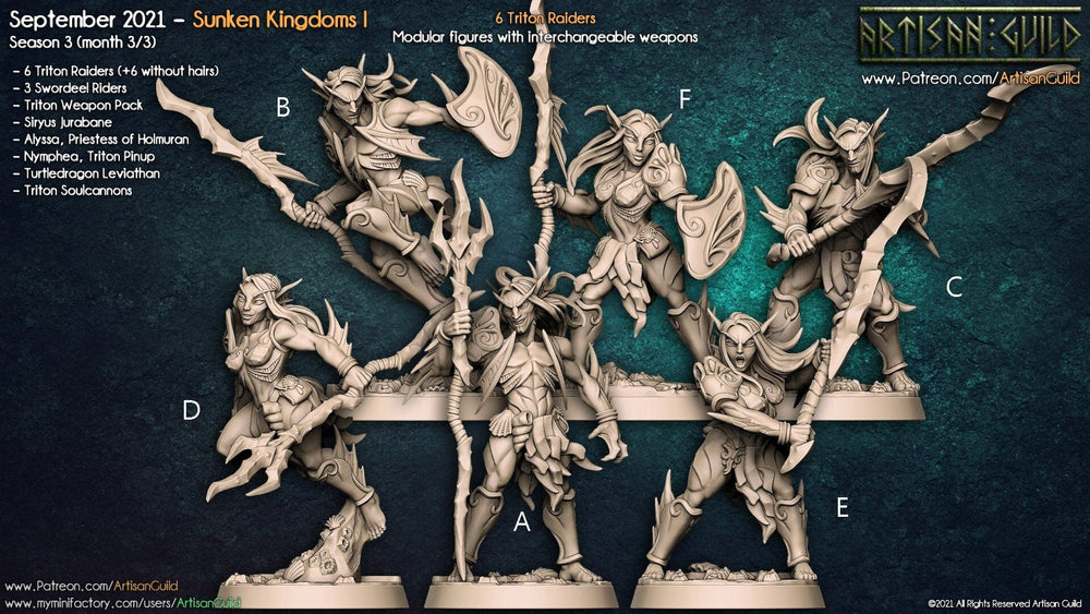 Triton Raiders - Guilde d'Artisans, Triton | Guerrier | Homme | Femme | Rôdeur | Fantaisie | Mêlée | Océan | Mer | Lance | DnD | Pathfinder | Épée