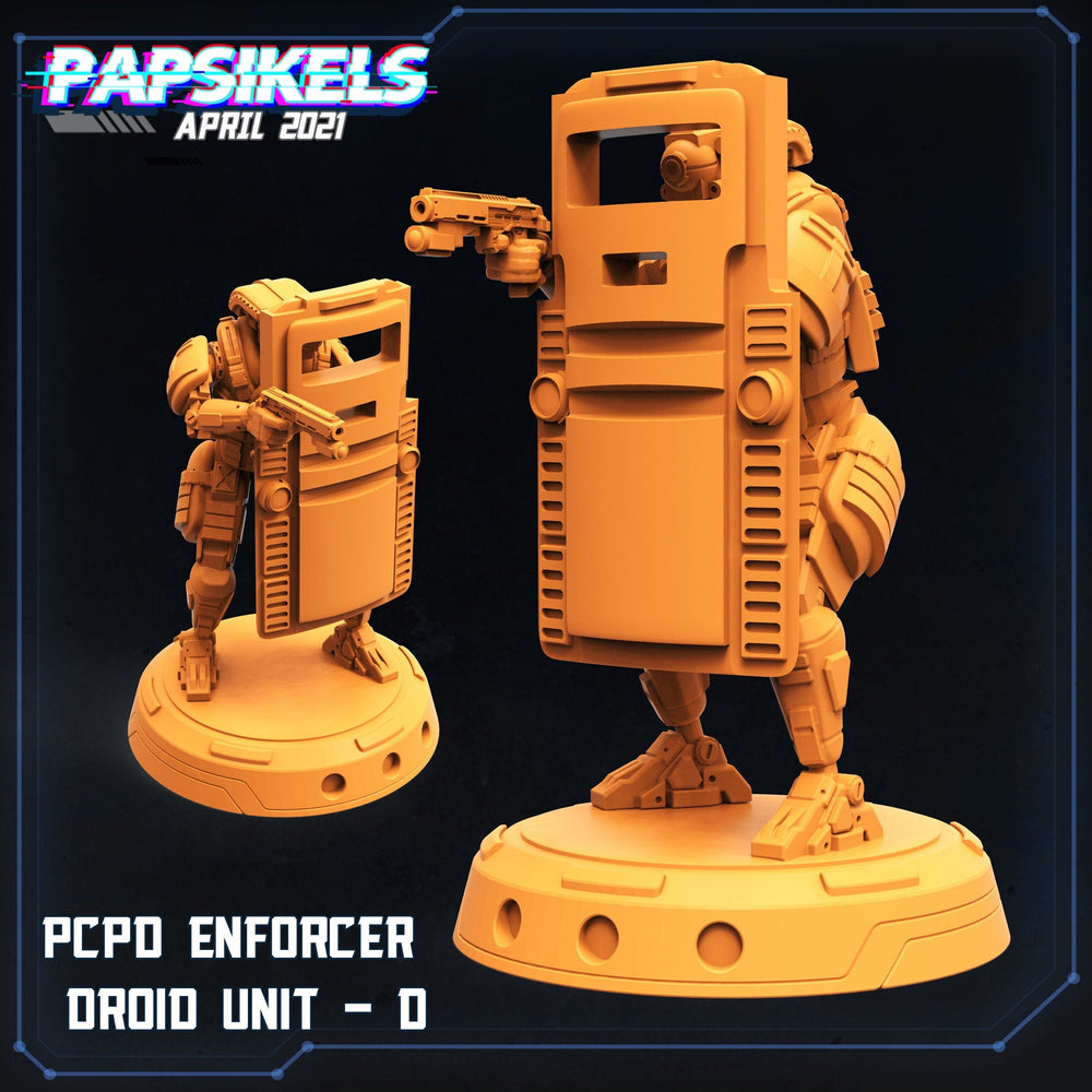 PCPD Enforcer Droid Unit D1 - Papsikels | Cyberpunk | Scifi | Sci-fi | 32mm | Droid | Mechanical | Wargaming | Mech | Police | 32mm