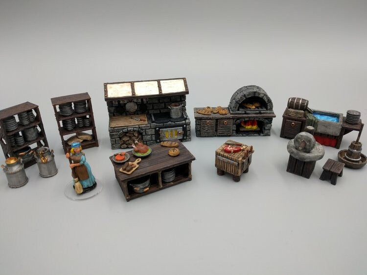 Inn and Tavern Scatter Set 2 - Kitchen - Heroes Hoard | DnD | Tabletop Terrain | Medieval | 32mm | Pathfinder | TTRPG | Wargaming