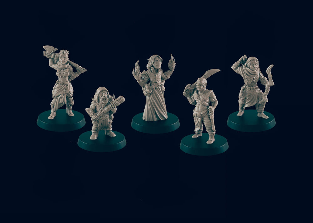 5 Bandit Mini Pack - EC3D, DnD | Human | Monster | Dwarf | Elf | Melee, Archer, 32mm | Pathfinder | Fantasy | Wizard | Wargaming Frostgrave