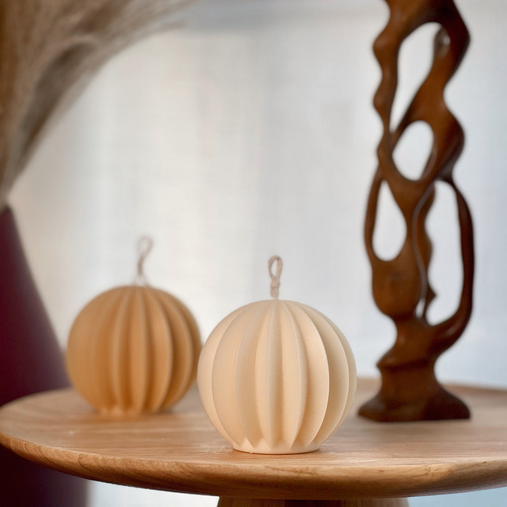 Bougie boule en cire de soja festonnée | Décoration d'intérieur