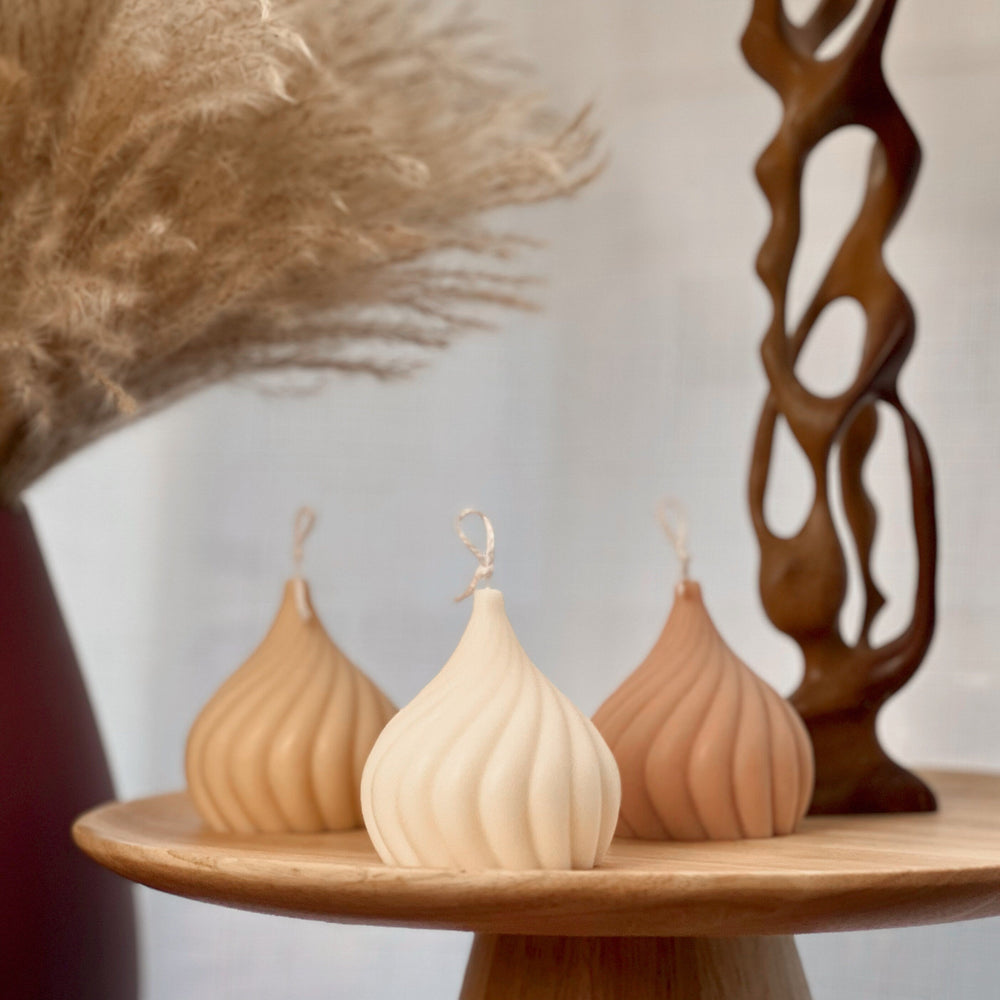 Bougie en cire de soja torsadée | Bougie pilier décorative