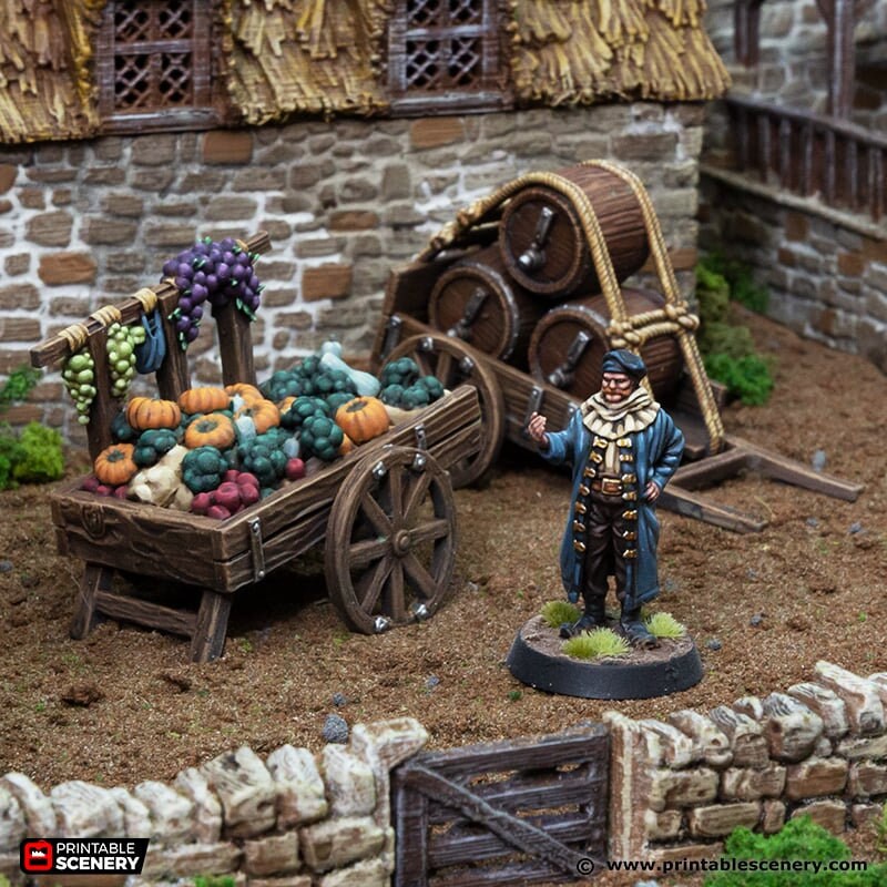 The Grocer - King and Country, DnD 5E, Pathfinder 2E 15mm, 28mm, 32mm, wargaming terrain, scatter scenery, D&D village town