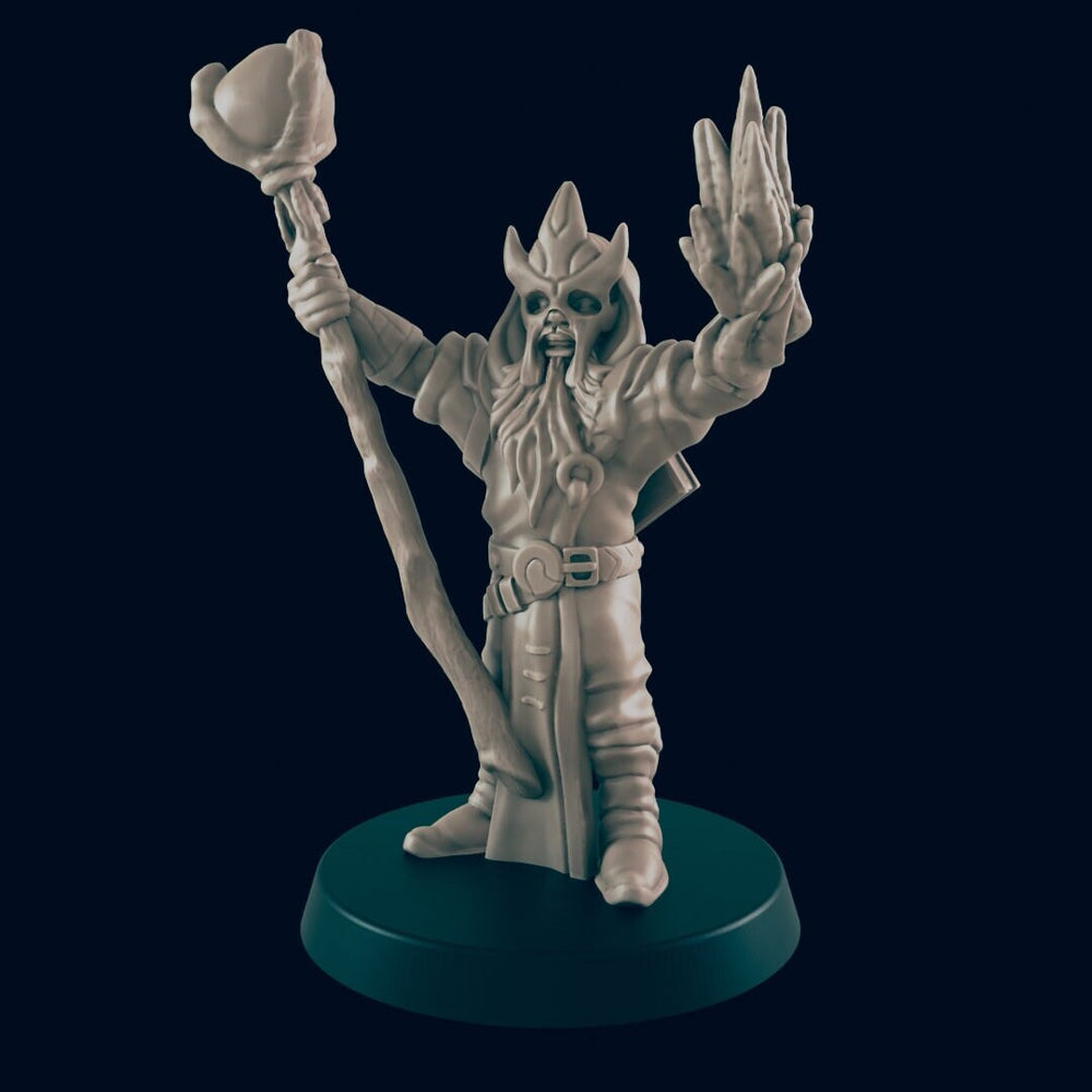 Evil Wizard - EC3D, DnD miniature | Monster | 5E | Human | Male | 28mm | Fantasy | Sorcerer | Necromancer | Magic | Warlock