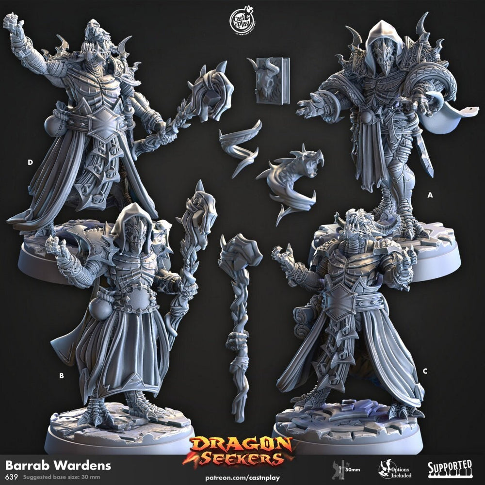 Barrab Wardens - Cast n Play Dragon Seekers | DnD Miniature | Dragonborn | Wizard | Sorcerer | Warlock | Male | Magic | Alchemist | Summoner