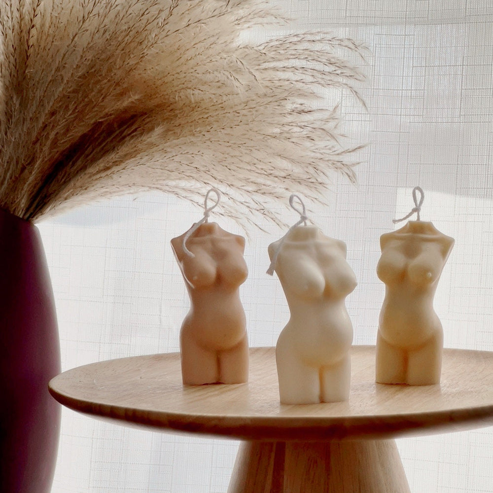 Bougie en cire de soja Corps de femme enceinte : Décoration Déesse Maman