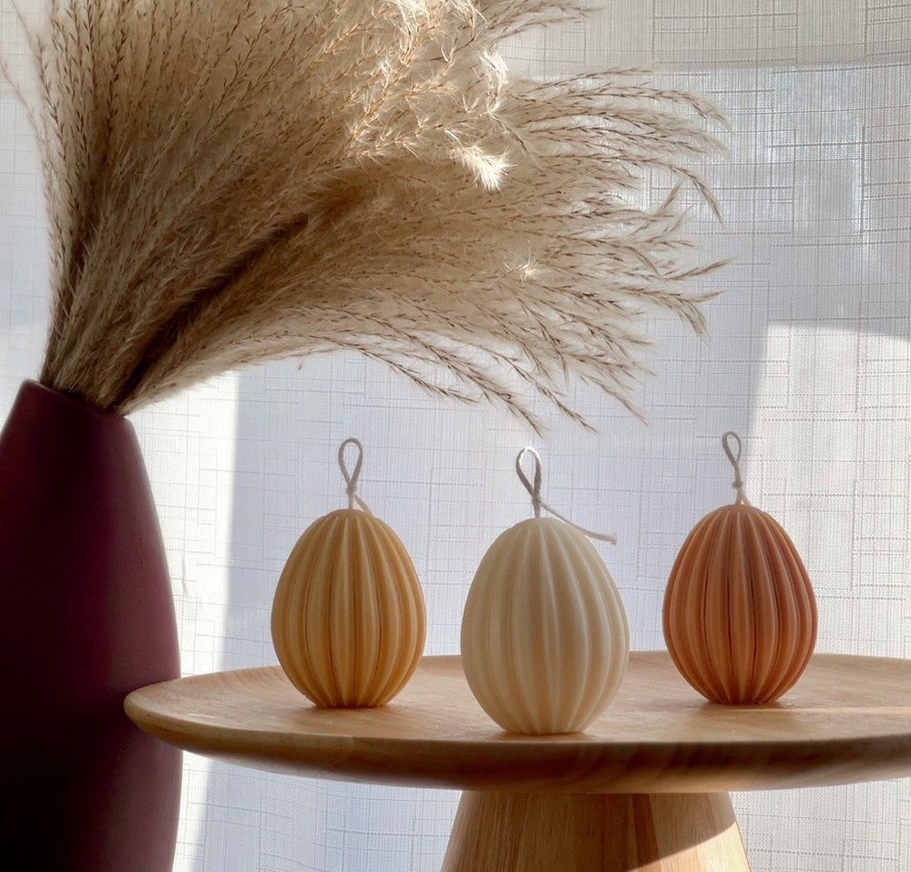 Bougie de Pâques Cannelée : Décoration printanière en cire de soja