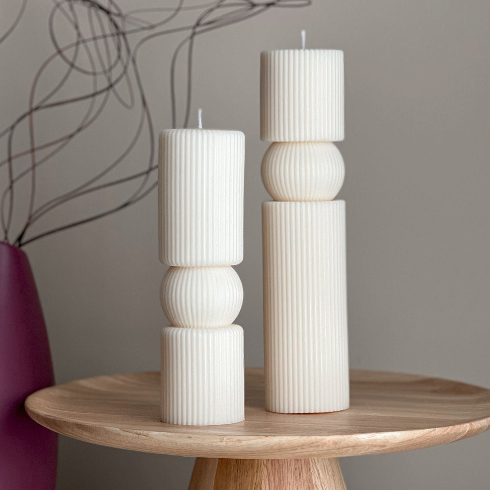 Lot de bougies en cire de soja cannelées de style romain | Grande bougie pilier, Décoration intérieure