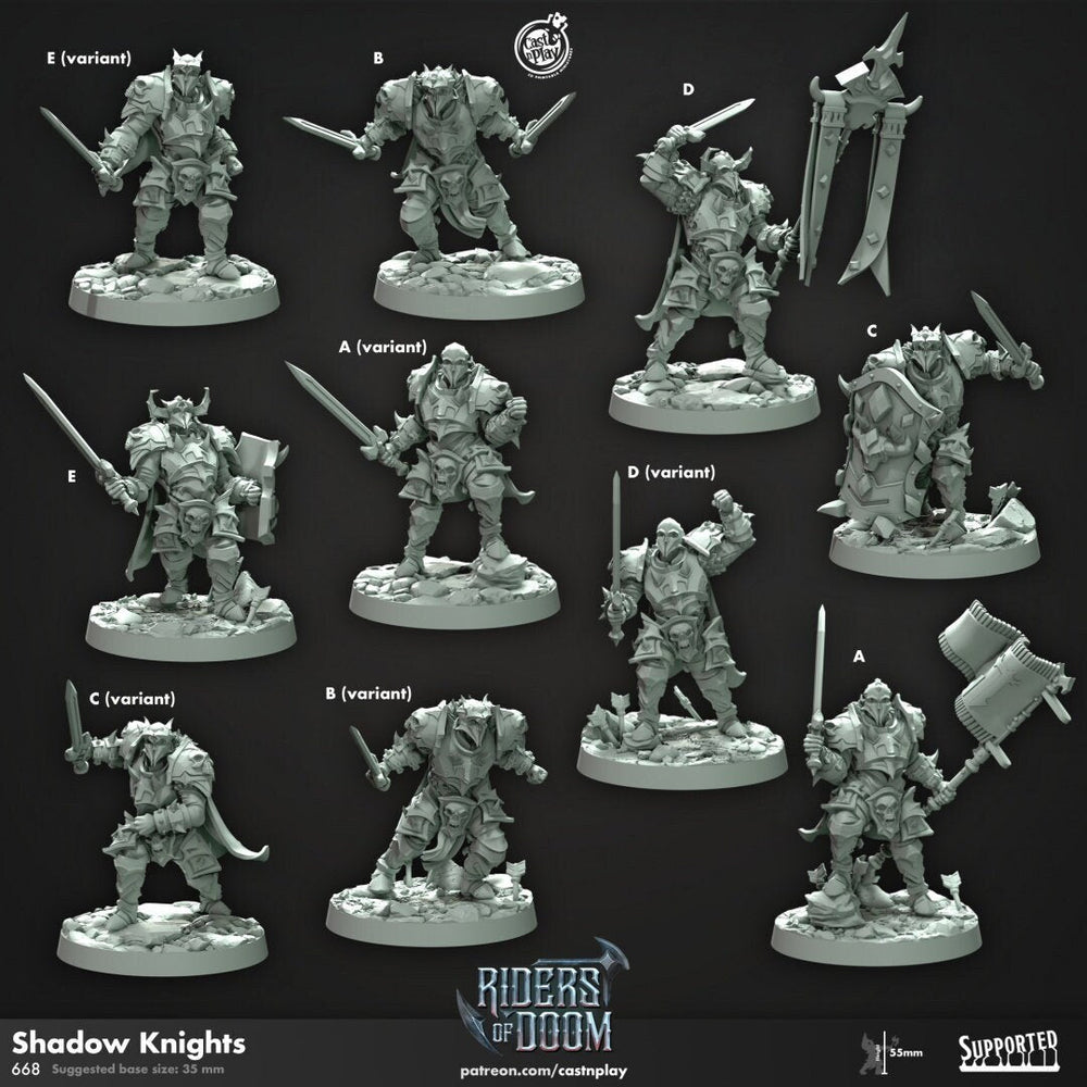 Shadow Knights - dnd miniature - Cast N Play Riders of Doom - Wargaming, Human, Male, Fighter, Barbarian, Cleric, Paladin, Evil, Undead