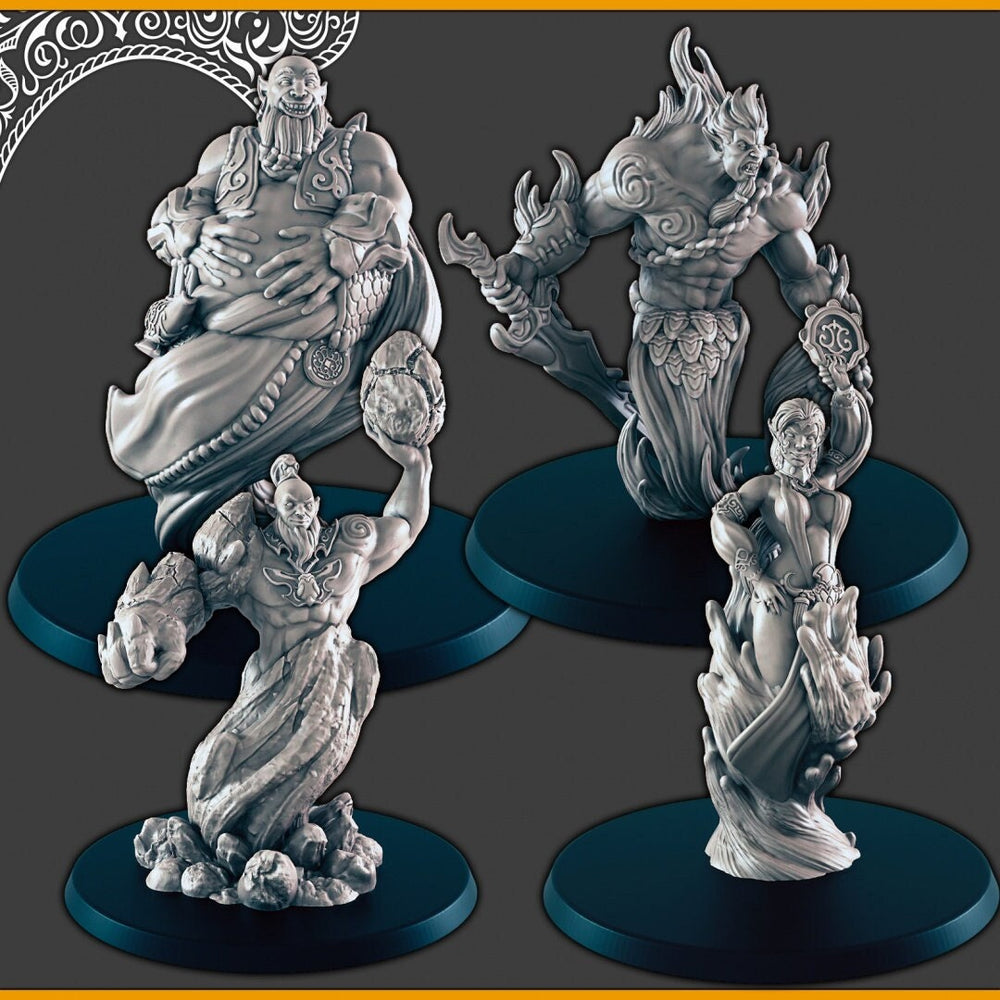 Elemental Djinn - DND mini, EC3D Scorching Sands, Desert Miniatures | Fire | Earth | Water | Air | Genie | Sand | Eastern | Djinni