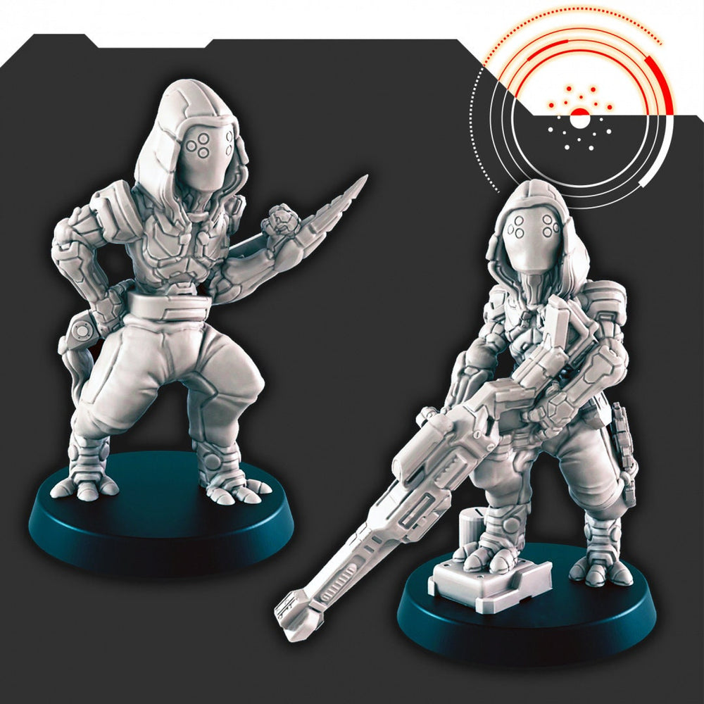 Mini ensemble d'assassins de science-fiction - EC3D | Legion | Cyberpunk | Starfinder | Scifi | Futuriste | Alien |