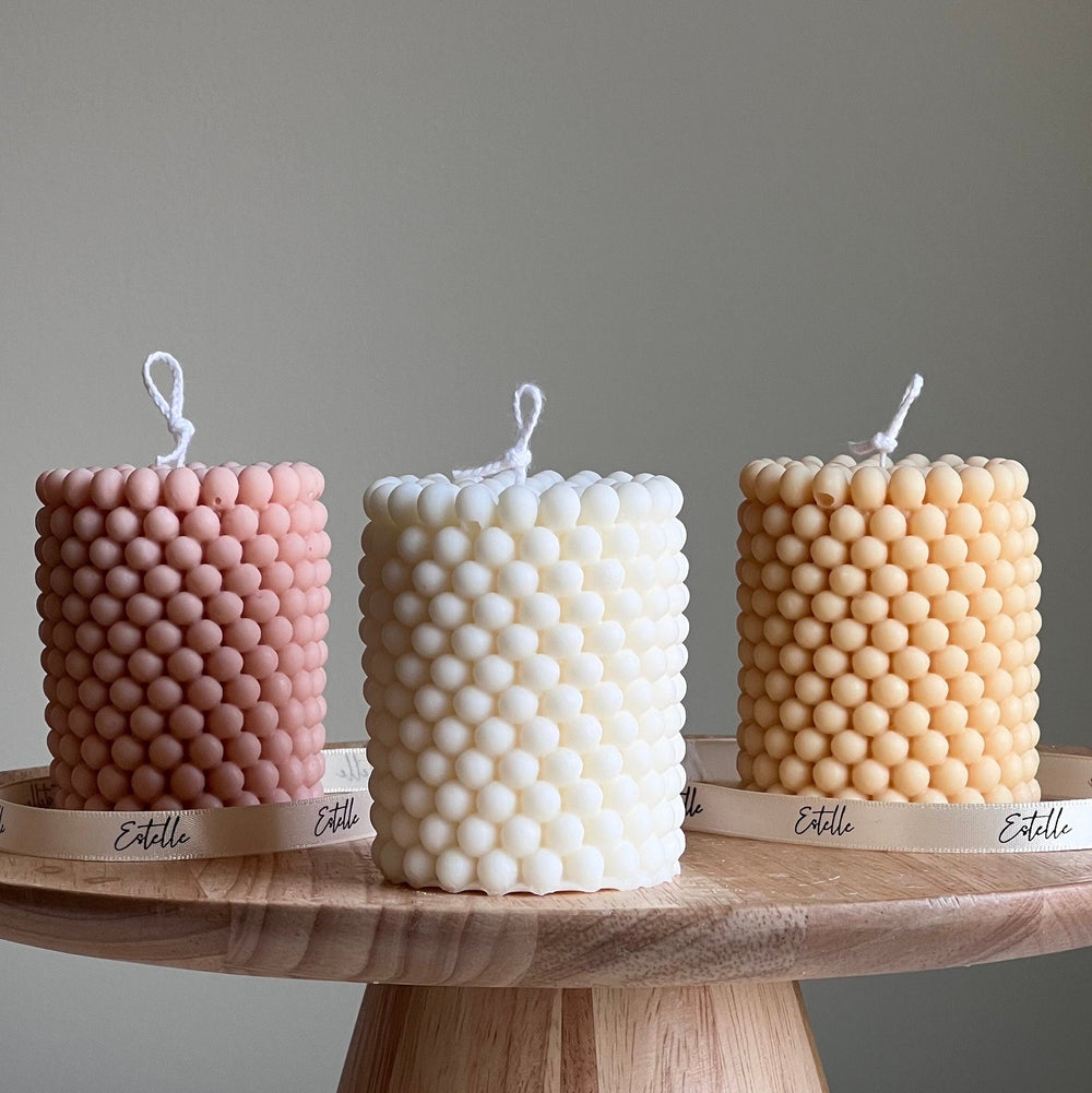 Bubble Soy Wax Pillar Candle: Geometric Home Decor