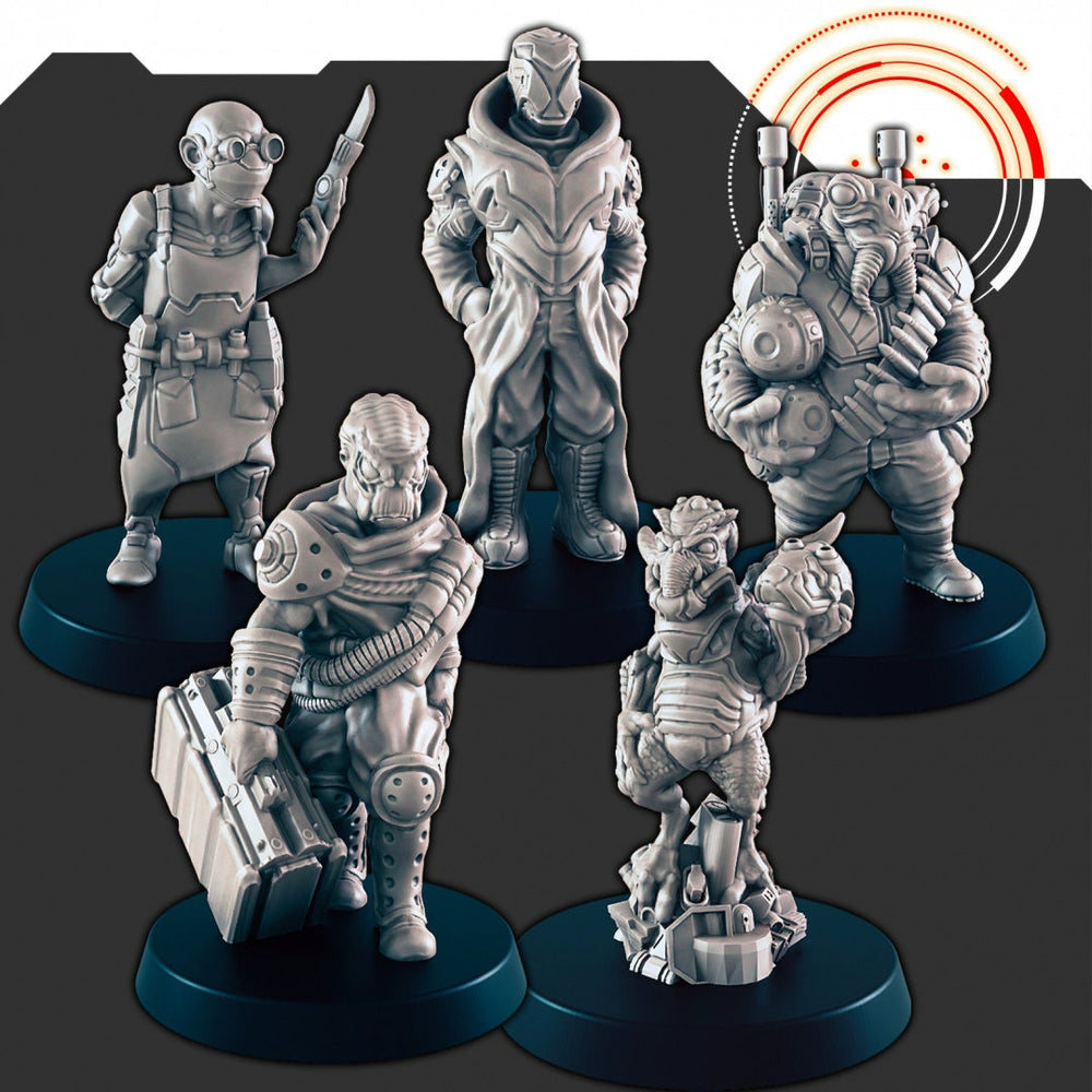 Ensemble mini Marché Sci-Fi - EC3D | Legion | Cyberpunk | Starfinder | Scifi | Futuriste | Cybernétique | Alien | Humain | Homme | Femme