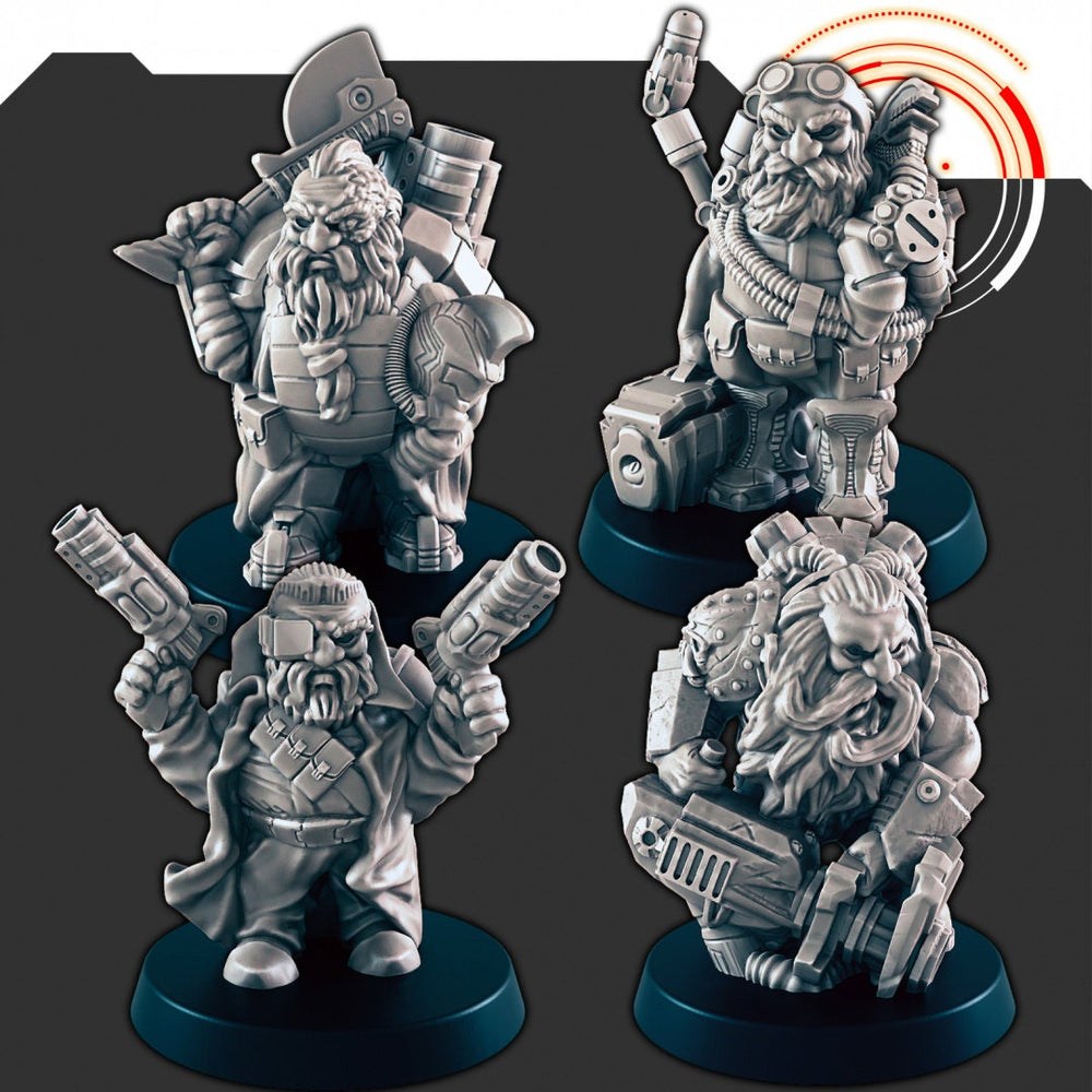 Ensemble de figurines Nains de l'espace Sci-fi - EC3D | Legion | Cyberpunk | Starfinder | Scifi | Futuriste | Cybernétique | Espace | Homme