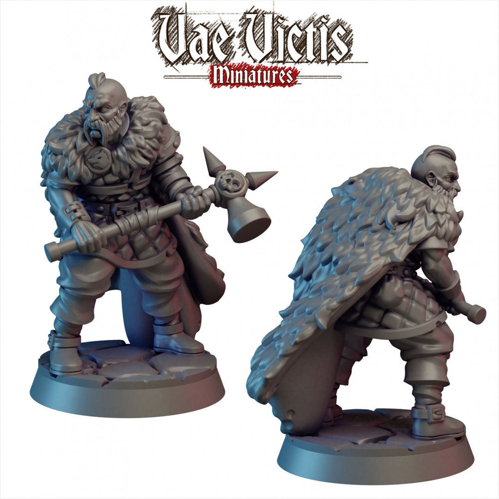 Hammer Weilding Fighter Mini - Vae Victis, DnD | Male | Fighter | Barbarian | 28mm | Pathfinder | Fantasy | Wargaming | Rogue | Human