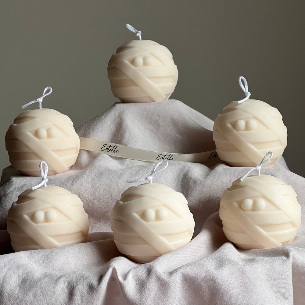 Handmade Halloween Mummy Candle | Sculptural Soy Wax Candle