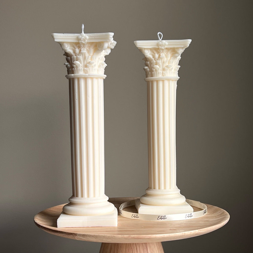 Large Greek Column Candle: Handmade Soy Wax Pillar, Home Decor Gift