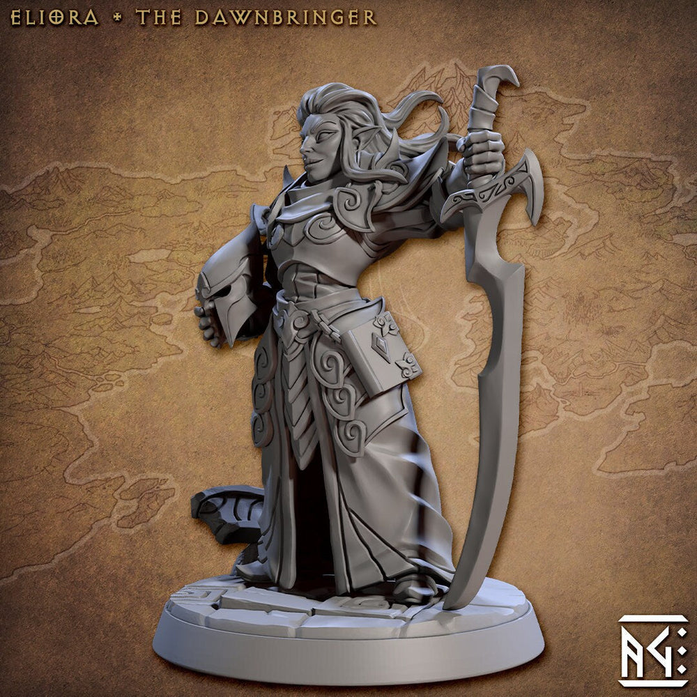 Eliora, Elven Fighter 28/32mm mini - Artisan Guild | Alfar | Drow | Female | Fighter | Paladin | Pathfinder | Wargaming | Forest | Wood