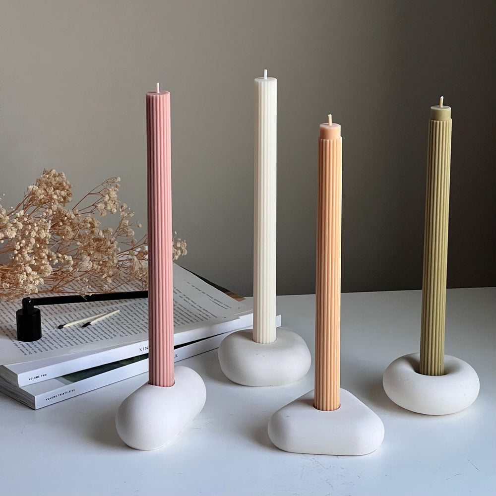 Geometric Jesmonite Candlestick Holder: Minimalist Table Decor