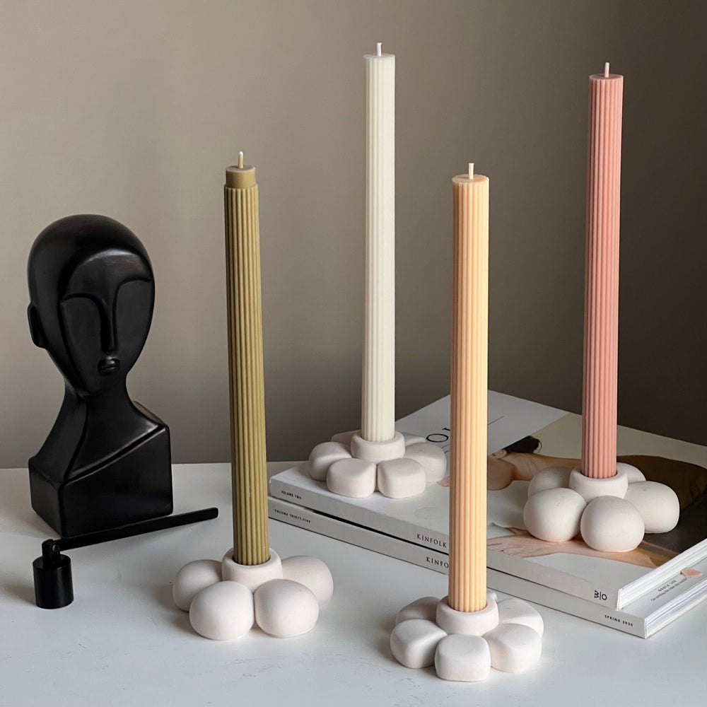 Jesmonite Flower Candlestick Holder: Handmade Table Decor
