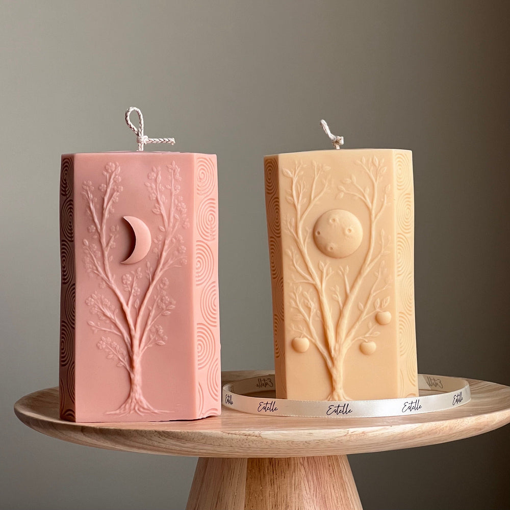 Moon Seasons Triangle Soy Candle | Handmade Pillar Candle