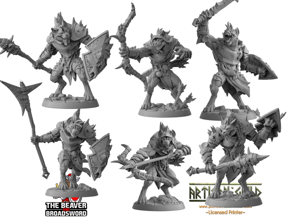 Bonegnasher Gnoll Warriors 28/32mm mini set - Artisan Guild | Monster | Pack | Hyena | Fighter | Desert | Fantasy | Pathfinder | Wargaming