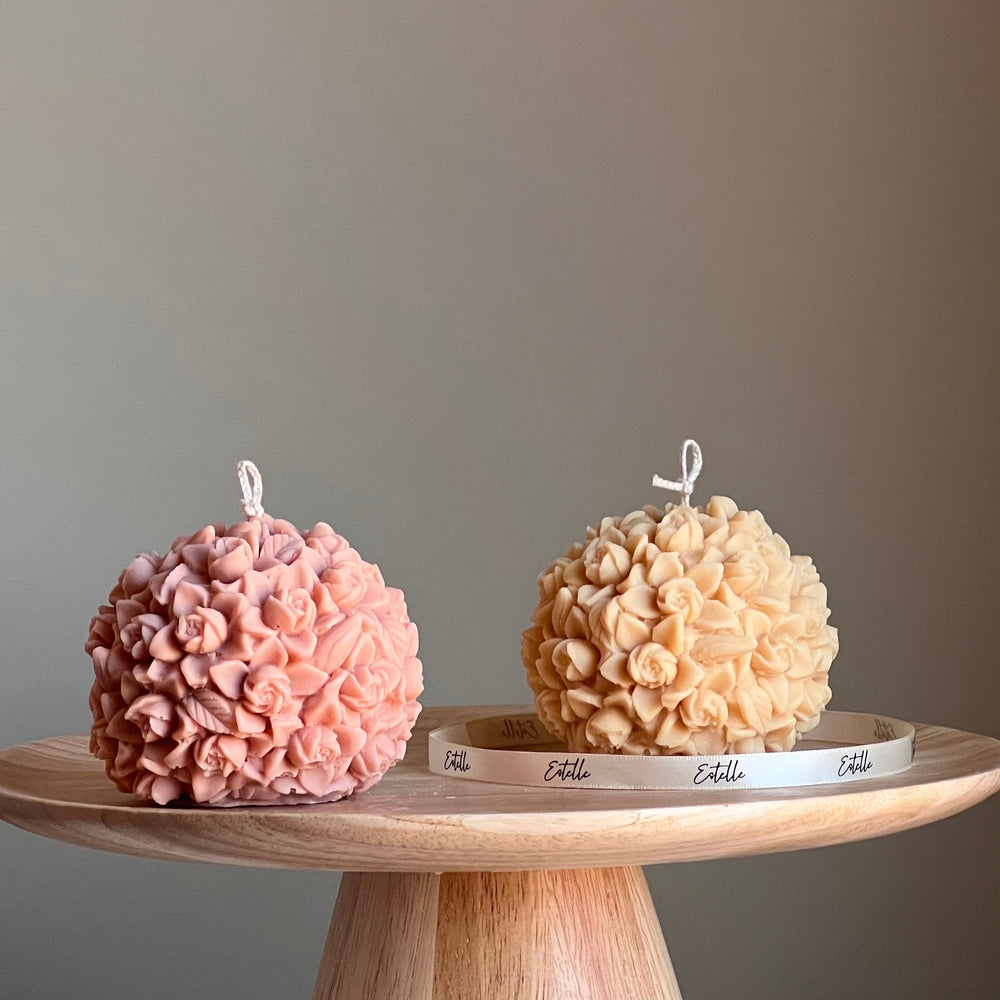 Bougie Fleur Boule : Décoration d'intérieur végétalienne en cire de soja faite à la main