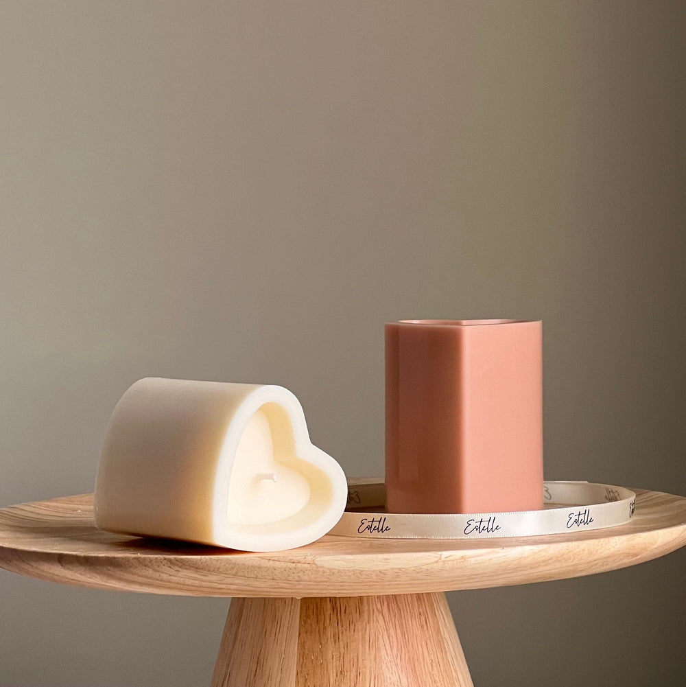 Bougie Pilier Cœur en Soja | Décoration Minimaliste