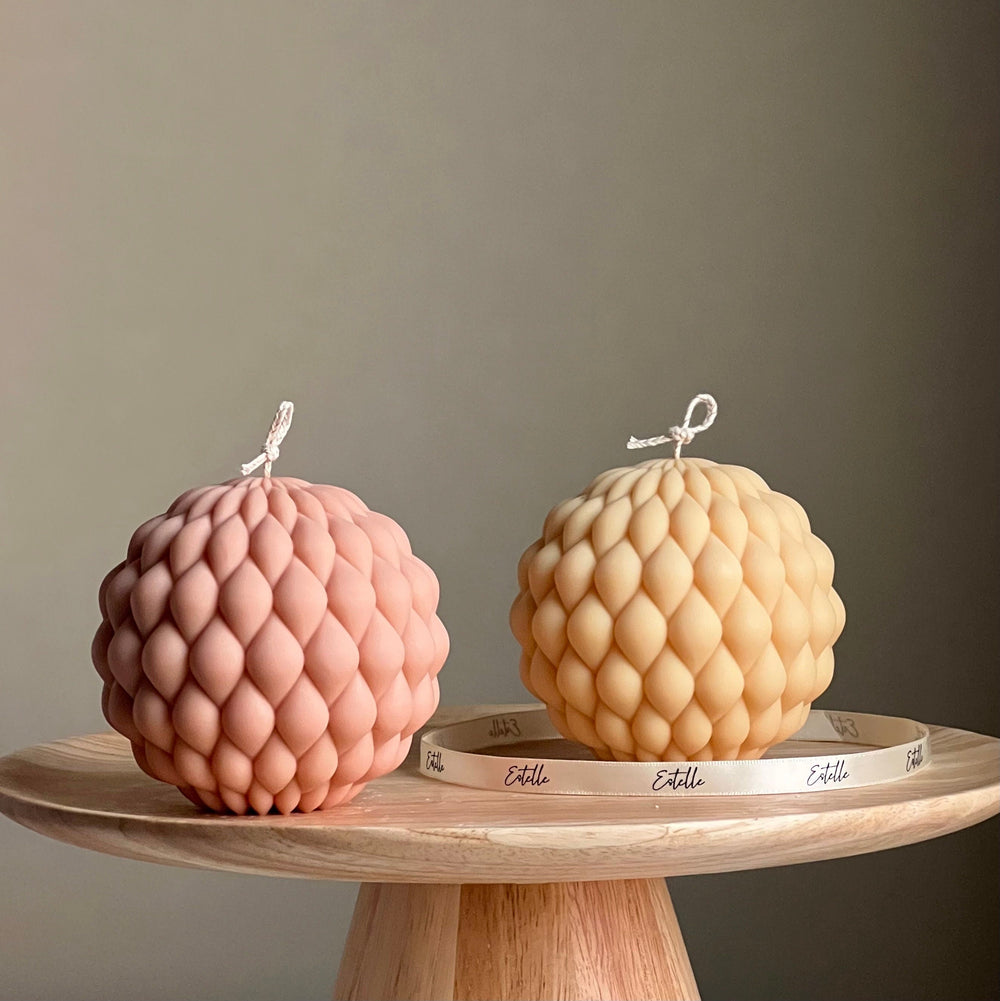 Grande bougie boule à bulles : Bougie pilier en cire de soja faite à la main, Décoration d'intérieur