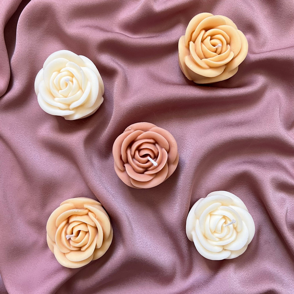 Bougie artisanale à la rose de soja | Bougie pilier décorative non parfumée