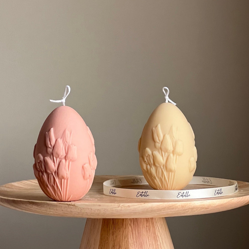Easter Egg Tulip Soy Candle: Handmade Spring Decor